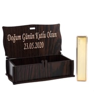 Kişiye Özel Şarjlı Çakmak Özel Ahşap Kutulu (Altın)