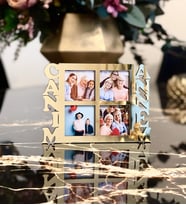 Kişiye Özel 4 Fotoğraflı Canım Annem Mdf Çerçeve Gold