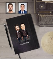 Kişiye Özel Seksenler Siyah Önlük Karikatürlü Siyah Defter Kalem Hediye Seti  Erkek Arkadaş-1