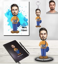 Kişiye Özel Fotoğrafçı Karikatürlü 5 li Hediye Seti Bay-1