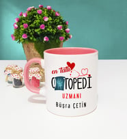 Mesajlı Ortopedi Uzmanı Kupa Bardak Pembe