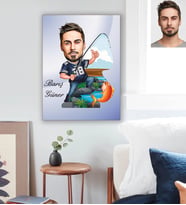 Kişiye Özel Balıkçı Karikatürlü Ahşap Tablo 30x47 Bay-4