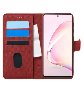 Microsonic Samsung Galaxy Note 10 Lite Kılıf Fabric Book Wallet Kırmızı