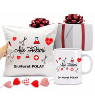 Aile Hekimi Kupa Bardağı ve Yastığı Hediye Seti (Model 1)