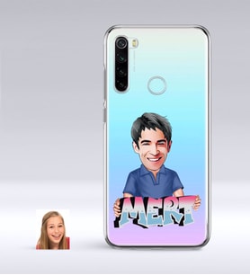 BK Gift Kişiye Özel Erkek İsimli Karikatürlü Xiaomi Redmi Note 8 İnce Şeffaf Silikon Telefon Kapağı-1 (Beyaz)