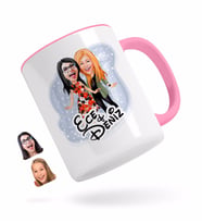 BK Gift Kişiye Özel Kız Kardeş Karikatürlü Pembe Kupa Bardak-1
