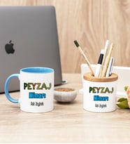 Peyzaj Mimarı Mavi Kupa Bardak Ve Kalemlik Hediye Seti