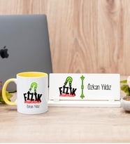 Fizik Mühendisi Sarı Kupa Bardak Ve Masa İsimliği Hediye Seti