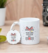 Doğum Günü Hediyesi Beyaz Kupa Bardak Ve Anahtarlık Set
