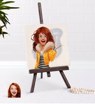 BK Gift Kişiye Özel Kadın Animasyon Karikatürlü Şovaleli Doğal Taş-19 (Beyaz)