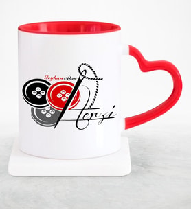 BK Gift Kişiye Özel Mesleki Terzi Kırmızı Kalpli Kupa Bardak  2