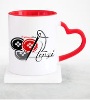BK Gift Kişiye Özel Mesleki Terzi Kırmızı Kalpli Kupa Bardak  2