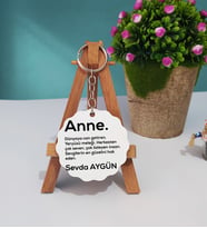 Anneler Günü Hediyesi İsme Özel Anne Ahşap Anahtarlık