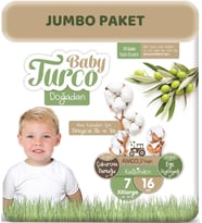 Baby Turco Bebek Bezi Doğadan Beden:7 (20-30Kg) XXLarge 16 Adet Jumbo Pk