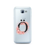 Pembe Çiçekli Harf Tasarım Süper Şeffaf Silikon Telefon Kılıfı Samsung A8 (2016)