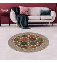 Jüt Hasır Kilim Görünümlü Dijital Baskılı Kaymaz Taban Yıkanabilir Modern Salon Halısı ve Yolluk (Yeşil)