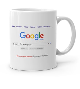 BK Gift Kişiye Özel Google Şehrin En Yakışıklısı Beyaz Kupa Bardak  1