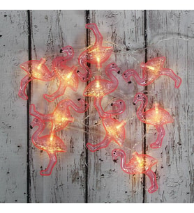 Led Işık Plastik Flamingo Dekor 10'lu Şerit Aydınlatma Pilli Ağaç Süsü (STD)