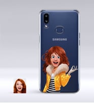BK Gift Kişiye Özel Kadın Animasyon Karikatürlü Samsung Galaxy A10s İnce Şeffaf Silikon Telefon Kapağı-7 (Beyaz)