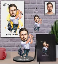 Kişiye Özel Golfçü Karikatürlü 5 li Hediye Seti Bay-3