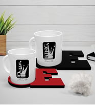 BK Gift Kişiye Özel Sevgili İkili Beyaz Kupa ve Harfli Bardak Altlığı Seti - 1