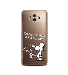 Snoopy Tasarımlı Süper Şeffaf Silikon Telefon Kılıfı Huawei Mate 10 Pro 