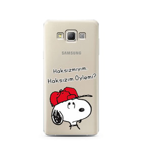 Snoopy Tasarımlı Süper Şeffaf Silikon Telefon Kılıfı Samsung A7 (2015)