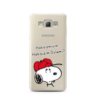 Snoopy Tasarımlı Süper Şeffaf Silikon Telefon Kılıfı Samsung A7 (2015)