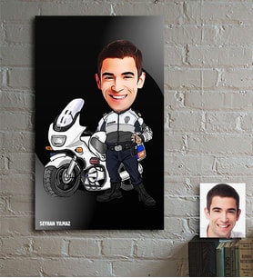 BK Gift Kişiye Özel Yunus Polis Karikatür Ahşap Tablo - 1