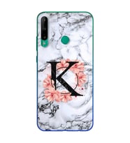 Mermer Çiçekli Harf Tasarım Süper Şeffaf Silikon Telefon Kılıfı Huawei P40 Lite 