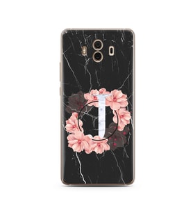 Mermer Çiçekli Harf Tasarım Süper Şeffaf Silikon Telefon Kılıfı Huawei Mate 10 P