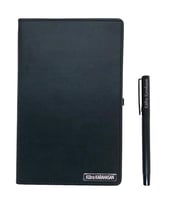 İsme Özel Metal Roller Kalem & Siyah Deri Kapaklı Defter