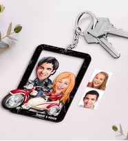 BK Gift Kişiye Özel İsimli Sevgililer Karikatürlü Ahşap Anahtarlık-12 (Beyaz)