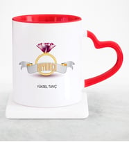 BK Gift Kişiye Özel Mesleki Kuyumcu Kırmızı Kalpli Kupa Bardak  1