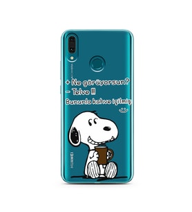 Snoopy Tasarımlı Süper Şeffaf Silikon Telefon Kılıfı Huawei Y9 2019