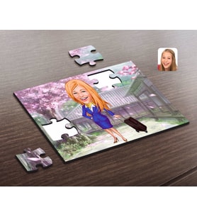 BK Gift Kişiye Özel Hostes Karikatürlü Ahşap Puzzle-2