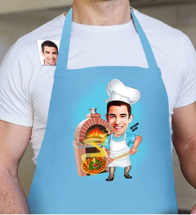 BK Gift Kişiye Özel Bay Kebapçı Karikatür Mavi Mutfak Önlüğü  1