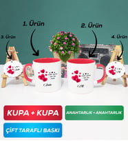 İkili Kırmızı Sevgililer Günü Hediyesi Kupa Bardak Anahtarlık