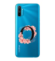Pembe Çiçekli Harf Tasarım Süper Şeffaf Silikon Telefon Kılıfı Oppo Realmi C3 O-