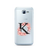 Pembe Çiçekli Harf Tasarım Süper Şeffaf Silikon Telefon Kılıfı Samsung A8 (2016)