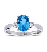 Lova Pırlantalı Oval Blue Topaz Yüzük - 1020228