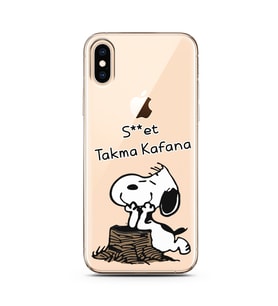 Snoopy Tasarımlı Süper Şeffaf Silikon Telefon Kılıfı İphone Xs
