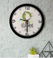 BK Gift Kişiye Özel En İyi Sınıf Öğretmeni Ahşap Duvar Saati-3 (Beyaz)