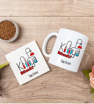 Kimya Mühendisi Beyaz Kupa Bardak Ve Bardak Altlığı Seti