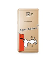 Snoopy Tasarımlı Süper Şeffaf Silikon Telefon Kılıfı Samsung C7 Pro 