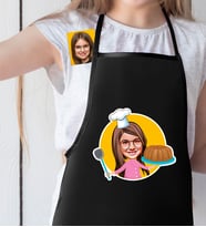BK Gift Kişiye Özel Küçük Şef Karikatürlü Kız Çocuk Siyah Mutfak Önlüğü-10
