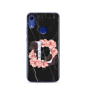 Mermer Çiçekli Harf Tasarım Süper Şeffaf Silikon Telefon Kılıfı Huawei Honor 8A 