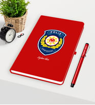 BK Gift Kişiye Özel Polis Çevik Kuvvet Temalı Kırmızı Defter Kalem Seti