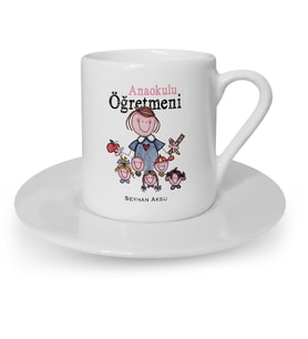 BK Gift Kişiye Özel Anaokulu Öğretmeni Türk Kahvesi Fincanı  2
