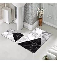Banyo Halısı Ikili Klozet Takımı Kaymaz Tabanlı (60 xm x 100 cm + 40 cm x 60 cm)  (Gri)